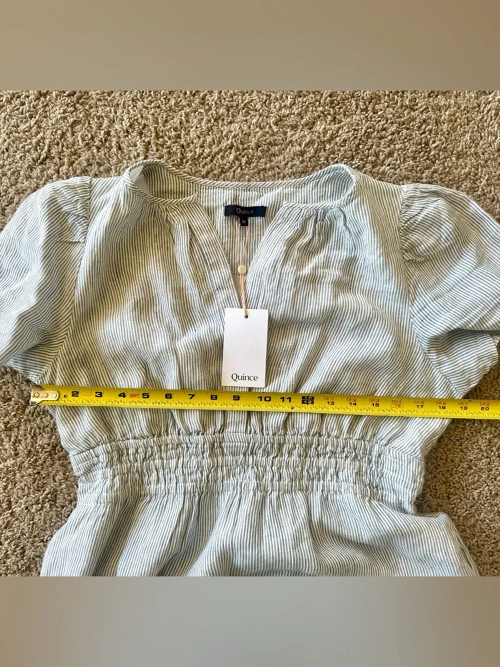 Quince Light Blue Pinstripe Tiered Maxi Dress - Picture 3 of 7